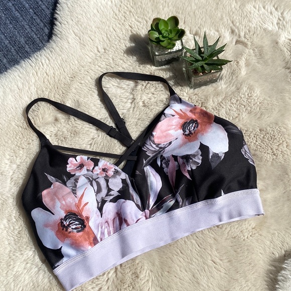 Zella Other - Zella Sports Bra Floral Print Front Cris Cross Size Small